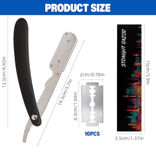 MAYCREATE® Barber Straight Razor, Barber Face Hair Razor Facial Razor, Stainless Steel Folding Beauty Shaver with 10 Replacement Razor Blades MAYCREATE® Barber Straight Razor, Barber Face Hair Razor Facial Razor, Stainless Steel Folding Beauty Shaver with 10 Replacement Razor Blades